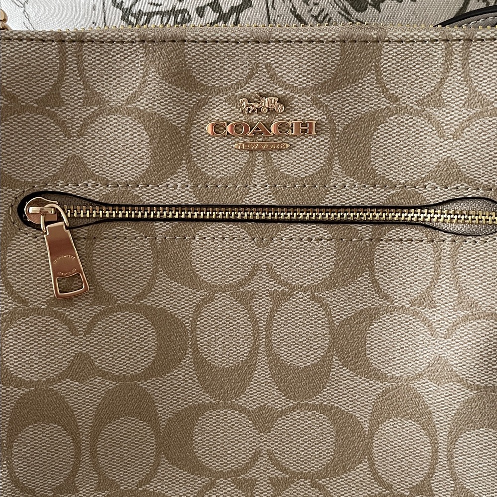 Coach Beige Signature Crossbody Bag - Picture 2 of 10